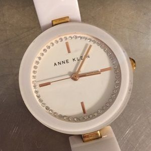 Anne Klein White Enamel Gold Watch